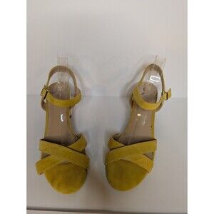 Crown & Ivy Woman's Sandal Ella Yellow with Adjustable Strap Detail Size 9.5